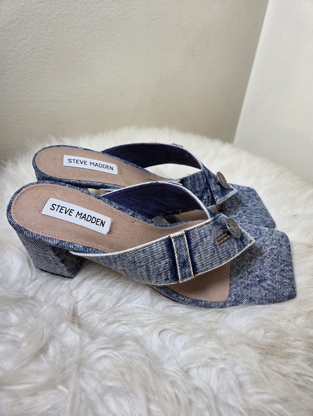 Steve Madden Denim Sandal Heel - Picture 5 of 6